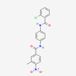 molecular formula C21H16ClN3O4 B3923290 N-{4-[(2-chlorobenzoyl)amino]phenyl}-3-methyl-4-nitrobenzamide 