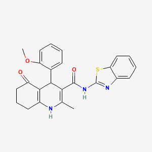 molecular formula C25H23N3O3S B3923349 N-(1,3-Benzothiazol-2-YL)-4-(2-methoxyphenyl)-2-methyl-5-oxo-1,4,5,6,7,8-hexahydroquinoline-3-carboxamide 