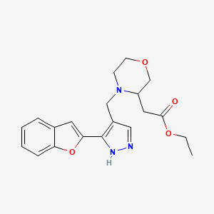 molecular formula C20H23N3O4 B3923387 ethyl 2-[4-[[5-(1-benzofuran-2-yl)-1H-pyrazol-4-yl]methyl]morpholin-3-yl]acetate 