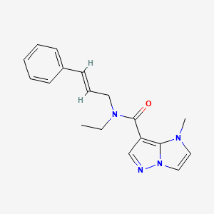 molecular formula C18H20N4O B3923414 N-ethyl-1-methyl-N-[(2E)-3-phenylprop-2-en-1-yl]-1H-imidazo[1,2-b]pyrazole-7-carboxamide 