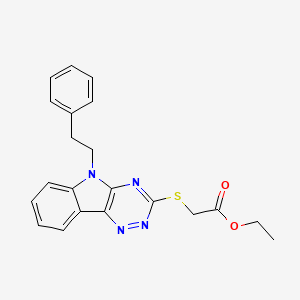 molecular formula C21H20N4O2S B3923530 ETHYL 2-{[5-(2-PHENYLETHYL)-5H-[1,2,4]TRIAZINO[5,6-B]INDOL-3-YL]SULFANYL}ACETATE 