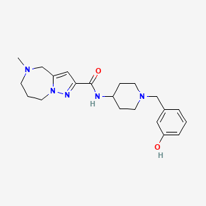 molecular formula C21H29N5O2 B3923545 N-[1-(3-hydroxybenzyl)piperidin-4-yl]-5-methyl-5,6,7,8-tetrahydro-4H-pyrazolo[1,5-a][1,4]diazepine-2-carboxamide 