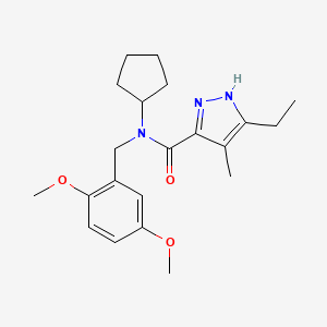 molecular formula C21H29N3O3 B3923550 N-cyclopentyl-N-(2,5-dimethoxybenzyl)-3-ethyl-4-methyl-1H-pyrazole-5-carboxamide 