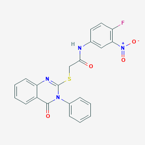 molecular formula C22H15FN4O4S B392357 N-(4-fluoro-3-nitrophenyl)-2-[(4-oxo-3-phenyl-3,4-dihydroquinazolin-2-yl)sulfanyl]acetamide 
