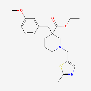 molecular formula C21H28N2O3S B3923579 ethyl 3-(3-methoxybenzyl)-1-[(2-methyl-1,3-thiazol-5-yl)methyl]-3-piperidinecarboxylate 