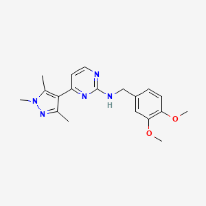 molecular formula C19H23N5O2 B3923585 N-(3,4-dimethoxybenzyl)-4-(1,3,5-trimethyl-1H-pyrazol-4-yl)pyrimidin-2-amine 