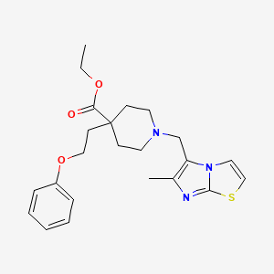 molecular formula C23H29N3O3S B3923665 ethyl 1-[(6-methylimidazo[2,1-b][1,3]thiazol-5-yl)methyl]-4-(2-phenoxyethyl)-4-piperidinecarboxylate 