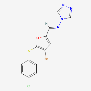 molecular formula C13H8BrClN4OS B3923683 N-({4-bromo-5-[(4-chlorophenyl)thio]-2-furyl}methylene)-4H-1,2,4-triazol-4-amine 