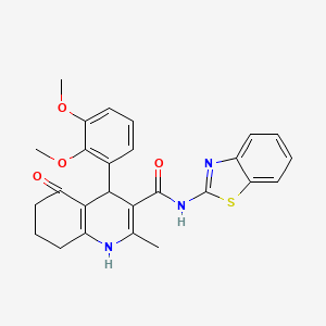 molecular formula C26H25N3O4S B3923751 N-(1,3-Benzothiazol-2-YL)-4-(2,3-dimethoxyphenyl)-2-methyl-5-oxo-1,4,5,6,7,8-hexahydroquinoline-3-carboxamide 