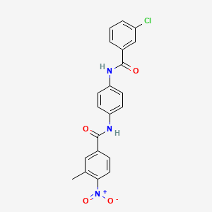molecular formula C21H16ClN3O4 B3923793 N-(4-{[(3-chlorophenyl)carbonyl]amino}phenyl)-3-methyl-4-nitrobenzamide 