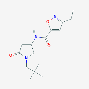 molecular formula C15H23N3O3 B3923981 N-[1-(2,2-dimethylpropyl)-5-oxopyrrolidin-3-yl]-3-ethyl-1,2-oxazole-5-carboxamide 