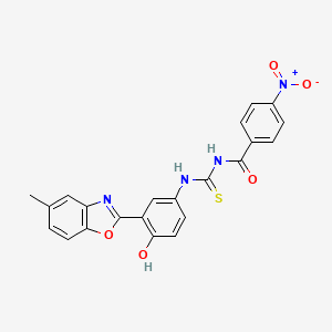 molecular formula C22H16N4O5S B3924060 N-({[4-hydroxy-3-(5-methyl-1,3-benzoxazol-2-yl)phenyl]amino}carbonothioyl)-4-nitrobenzamide 