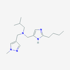 molecular formula C17H29N5 B3924073 N-[(2-butyl-1H-imidazol-4-yl)methyl]-2-methyl-N-[(1-methyl-1H-pyrazol-4-yl)methyl]propan-1-amine 