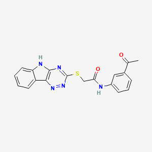 molecular formula C19H15N5O2S B3924084 N-(3-acetylphenyl)-2-(5H-[1,2,4]triazino[5,6-b]indol-3-ylthio)acetamide 