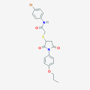 molecular formula C21H21BrN2O4S B392410 N-(4-bromophenyl)-2-{[2,5-dioxo-1-(4-propoxyphenyl)pyrrolidin-3-yl]sulfanyl}acetamide 