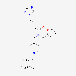 molecular formula C25H37N5O2 B3924185 N-[[1-[(2-methylphenyl)methyl]piperidin-4-yl]methyl]-N-(oxolan-2-ylmethyl)-4-(1,2,4-triazol-1-yl)butanamide 