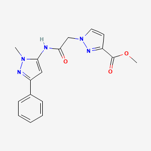 molecular formula C17H17N5O3 B3924271 methyl 1-{2-[(1-methyl-3-phenyl-1H-pyrazol-5-yl)amino]-2-oxoethyl}-1H-pyrazole-3-carboxylate 