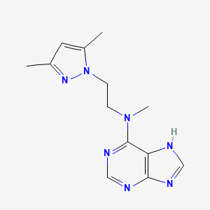 molecular formula C13H17N7 B3924294 N-[2-(3,5-dimethylpyrazol-1-yl)ethyl]-N-methyl-7H-purin-6-amine 