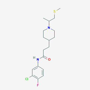 molecular formula C18H26ClFN2OS B3924412 N-(3-chloro-4-fluorophenyl)-3-{1-[1-methyl-2-(methylthio)ethyl]-4-piperidinyl}propanamide 