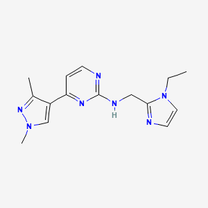 molecular formula C15H19N7 B3924543 4-(1,3-dimethyl-1H-pyrazol-4-yl)-N-[(1-ethyl-1H-imidazol-2-yl)methyl]-2-pyrimidinamine trifluoroacetate 