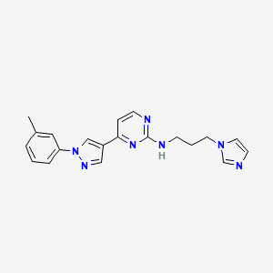molecular formula C20H21N7 B3924568 N-[3-(1H-imidazol-1-yl)propyl]-4-[1-(3-methylphenyl)-1H-pyrazol-4-yl]-2-pyrimidinamine trifluoroacetate 