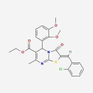 molecular formula C25H23ClN2O5S B3924575 ethyl (2Z)-2-[(2-chlorophenyl)methylidene]-5-(2,3-dimethoxyphenyl)-7-methyl-3-oxo-5H-[1,3]thiazolo[3,2-a]pyrimidine-6-carboxylate 
