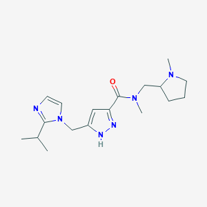 molecular formula C18H28N6O B3924604 N-methyl-N-[(1-methylpyrrolidin-2-yl)methyl]-5-[(2-propan-2-ylimidazol-1-yl)methyl]-1H-pyrazole-3-carboxamide 