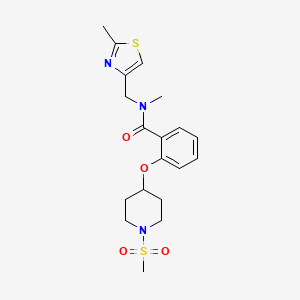 molecular formula C19H25N3O4S2 B3924714 N-methyl-2-{[1-(methylsulfonyl)-4-piperidinyl]oxy}-N-[(2-methyl-1,3-thiazol-4-yl)methyl]benzamide 