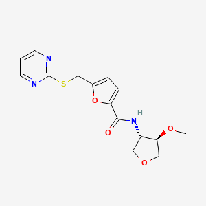 molecular formula C15H17N3O4S B3925184 N-[(3S*,4R*)-4-methoxytetrahydrofuran-3-yl]-5-[(pyrimidin-2-ylthio)methyl]-2-furamide 