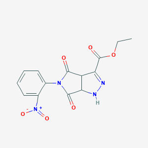 molecular formula C14H12N4O6 B392519 ETHYL 5-(2-NITROPHENYL)-4,6-DIOXO-1H,3AH,4H,5H,6H,6AH-PYRROLO[3,4-C]PYRAZOLE-3-CARBOXYLATE CAS No. 313270-74-5