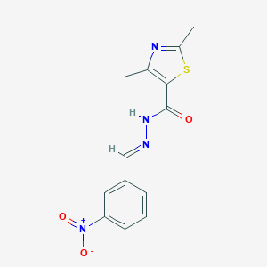 molecular formula C13H12N4O3S B392533 N'-{3-nitrobenzylidene}-2,4-dimethyl-1,3-thiazole-5-carbohydrazide 