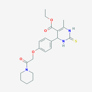 molecular formula C21H27N3O4S B392537 ETHYL 6-METHYL-4-{4-[2-OXO-2-(PIPERIDIN-1-YL)ETHOXY]PHENYL}-2-SULFANYLIDENE-1,2,3,4-TETRAHYDROPYRIMIDINE-5-CARBOXYLATE 
