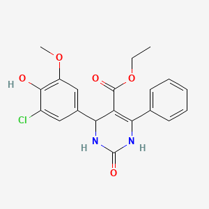 molecular formula C20H19ClN2O5 B3925672 ethyl 4-(3-chloro-4-hydroxy-5-methoxyphenyl)-2-oxo-6-phenyl-1,2,3,4-tetrahydro-5-pyrimidinecarboxylate 