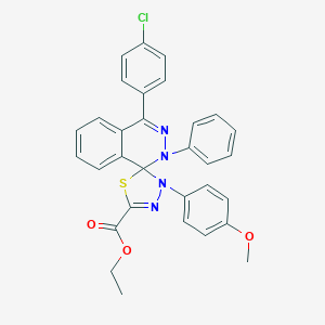 molecular formula C31H25ClN4O3S B392605 ethyl 4-(4-chlorophenyl)-4'-(4-methoxyphenyl)-2-phenyl-1,2,4',5'-tetrahydrospiro(phthalazine-1,5'-[1,3,4]-thiadiazole)-2'-carboxylate 