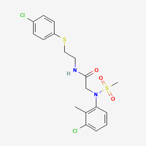 molecular formula C18H20Cl2N2O3S2 B3926091 N~2~-(3-chloro-2-methylphenyl)-N~1~-{2-[(4-chlorophenyl)thio]ethyl}-N~2~-(methylsulfonyl)glycinamide 