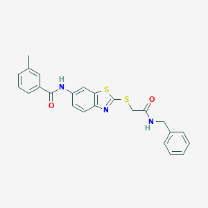 molecular formula C24H21N3O2S2 B392616 N-(2-{[(BENZYLCARBAMOYL)METHYL]SULFANYL}-1,3-BENZOTHIAZOL-6-YL)-3-METHYLBENZAMIDE 