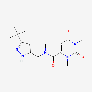 molecular formula C16H23N5O3 B3926268 N-[(3-tert-butyl-1H-pyrazol-5-yl)methyl]-N,1,3-trimethyl-2,6-dioxo-1,2,3,6-tetrahydropyrimidine-4-carboxamide 