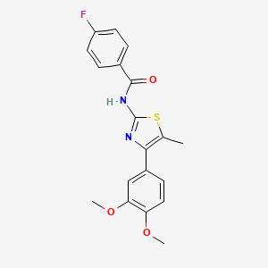 molecular formula C19H17FN2O3S B3926288 N-[4-(3,4-dimethoxyphenyl)-5-methyl-1,3-thiazol-2-yl]-4-fluorobenzamide 