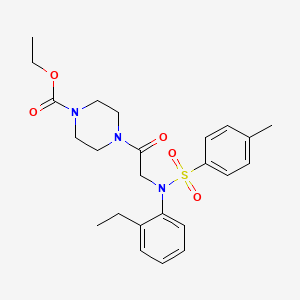 molecular formula C24H31N3O5S B3926392 ETHYL 4-{2-[N-(2-ETHYLPHENYL)4-METHYLBENZENESULFONAMIDO]ACETYL}PIPERAZINE-1-CARBOXYLATE 