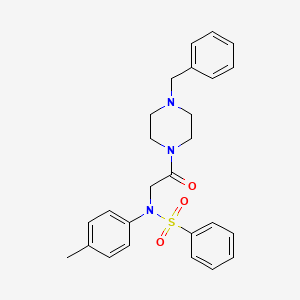 molecular formula C26H29N3O3S B3926464 N-[2-(4-benzyl-1-piperazinyl)-2-oxoethyl]-N-(4-methylphenyl)benzenesulfonamide 
