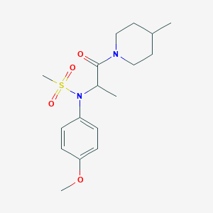 molecular formula C17H26N2O4S B3926573 N-(4-methoxyphenyl)-N-[1-(4-methylpiperidin-1-yl)-1-oxopropan-2-yl]methanesulfonamide 
