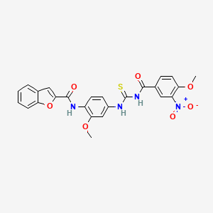molecular formula C25H20N4O7S B3926631 N-[2-methoxy-4-({[(4-methoxy-3-nitrobenzoyl)amino]carbonothioyl}amino)phenyl]-1-benzofuran-2-carboxamide 