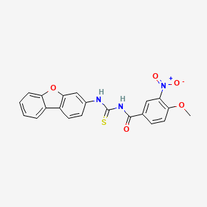molecular formula C21H15N3O5S B3926673 N-(dibenzo[b,d]furan-3-ylcarbamothioyl)-4-methoxy-3-nitrobenzamide 