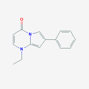 molecular formula C15H14N2O B039267 1,4-Dihydro-1-ethyl-7-phenylpyrrol(1,2-a)-pyrimidine-4-one CAS No. 112466-13-4