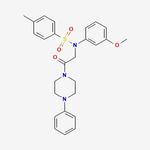 molecular formula C26H29N3O4S B3926703 N-(3-methoxyphenyl)-4-methyl-N-[2-oxo-2-(4-phenylpiperazin-1-yl)ethyl]benzenesulfonamide 