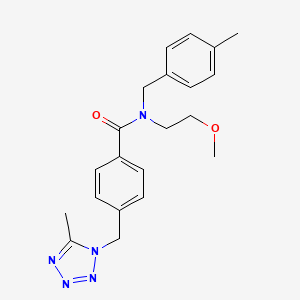 molecular formula C21H25N5O2 B3926705 N-(2-methoxyethyl)-N-(4-methylbenzyl)-4-[(5-methyl-1H-tetrazol-1-yl)methyl]benzamide 