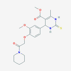 molecular formula C21H27N3O5S B392673 METHYL 4-{3-METHOXY-4-[2-OXO-2-(PIPERIDIN-1-YL)ETHOXY]PHENYL}-6-METHYL-2-SULFANYLIDENE-1,2,3,4-TETRAHYDROPYRIMIDINE-5-CARBOXYLATE 