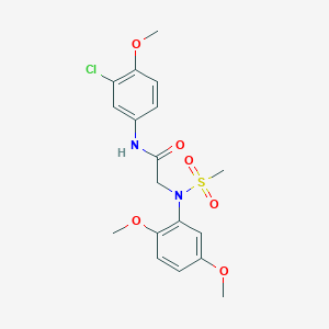 molecular formula C18H21ClN2O6S B3926757 N-(3-chloro-4-methoxyphenyl)-2-(2,5-dimethoxy-N-methylsulfonylanilino)acetamide 
