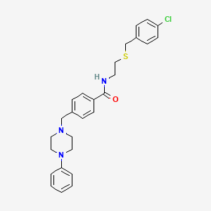 molecular formula C27H30ClN3OS B3926759 N-{2-[(4-chlorobenzyl)sulfanyl]ethyl}-4-[(4-phenylpiperazin-1-yl)methyl]benzamide 