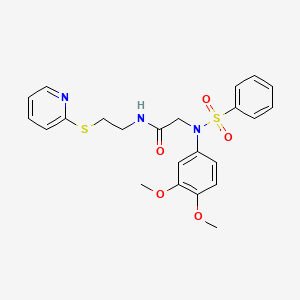 molecular formula C23H25N3O5S2 B3926781 N~2~-(3,4-dimethoxyphenyl)-N~2~-(phenylsulfonyl)-N~1~-[2-(2-pyridinylthio)ethyl]glycinamide 